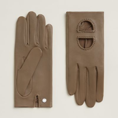 HERMES エルメス メドール レザー 茶色 手袋 グローブ ゴールド HERMES エルメス グローブ 手袋 セリエ メドール Hロゴ レザーx